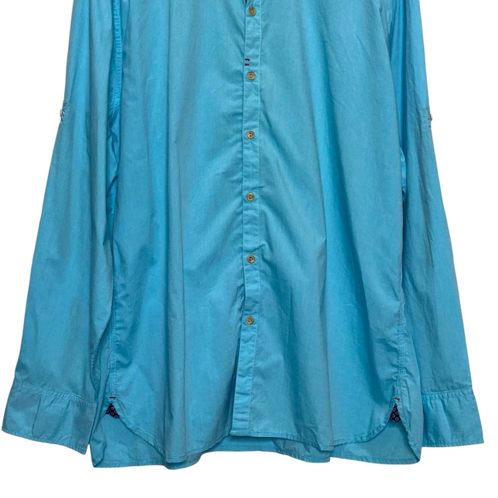 Robert Graham Solid Blue Button Down 100% Cotton … - image 5